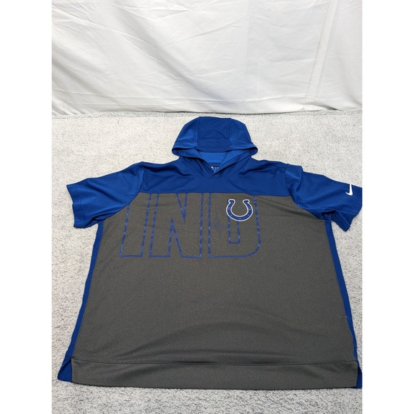 Nike Dri-Fit Indianapolis Colts Shirt Hood Short Sleeve Official NFL Men's XXL - Picture 1 of 12